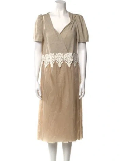 Pre-owned Sacai Wool Midi Length Dress In Neutral