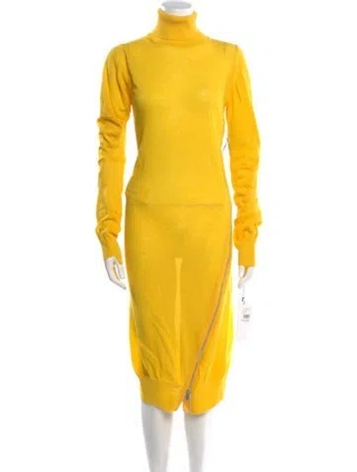 Pre-owned Sacai Wool Midi Length Dress W/ Tags In Yellow