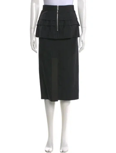 Pre-owned Sacai Wool Midi Length Skirt In Black