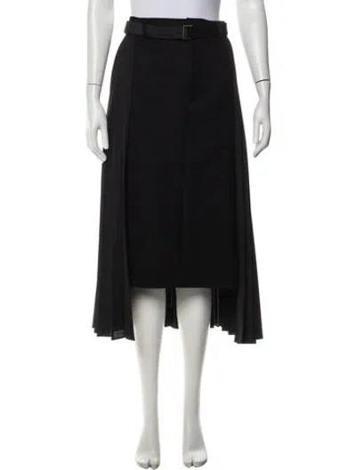 Pre-owned Sacai Wool Midi Length Skirt In Black