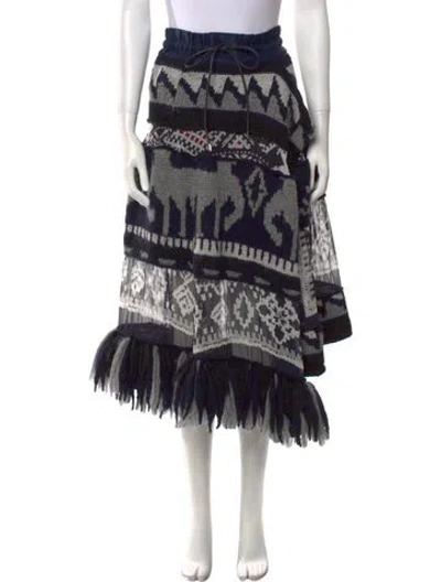 Pre-owned Sacai Wool Midi Length Skirt In Blue