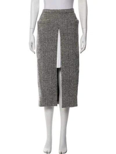 Pre-owned Sacai Wool Midi Length Skirt In Green