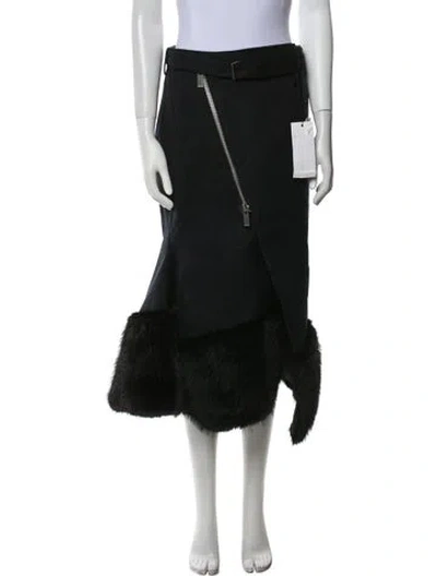 Pre-owned Sacai Wool Midi Length Skirt W/ Tags In Black