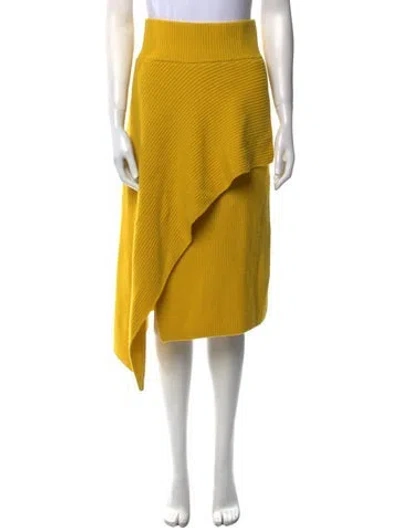 Pre-owned Sacai Wool Midi Length Skirt In Yellow