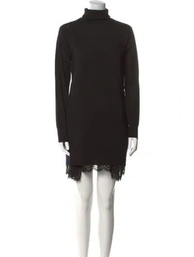 Pre-owned Sacai Wool Mini Dress In Black