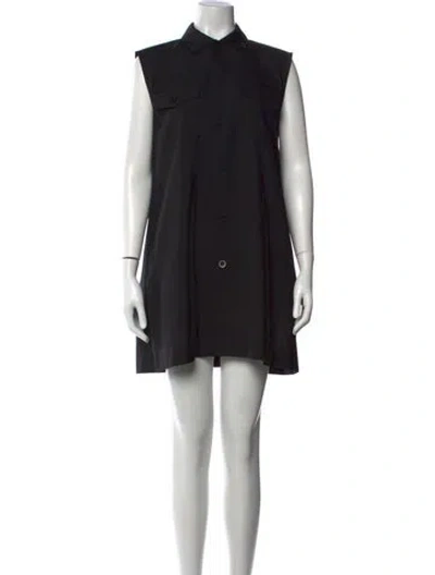 Pre-owned Sacai Wool Mini Dress In Black