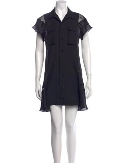 Pre-owned Sacai Wool Mini Dress In Black