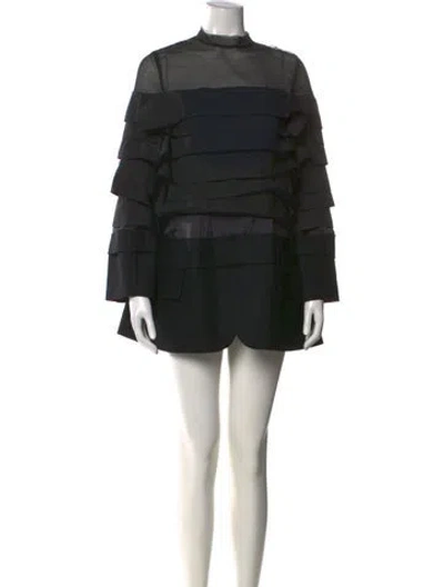 Pre-owned Sacai Wool Mini Dress In Black