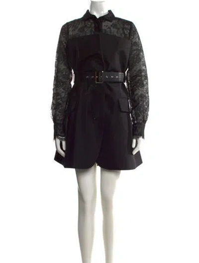 Pre-owned Sacai Wool Mini Dress In Black