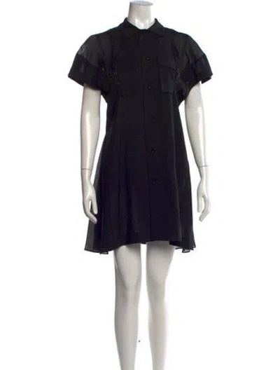 Pre-owned Sacai Wool Mini Dress In Black