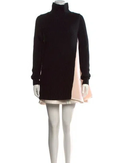 Pre-owned Sacai Wool Mini Dress In Black