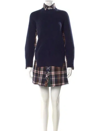 Pre-owned Sacai Wool Mini Dress In Blue