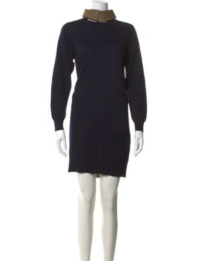 Pre-owned Sacai Wool Mini Dress In Blue