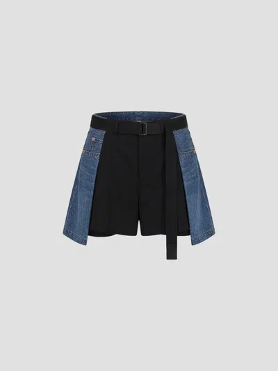 Sacai Wool Mini Shorts In Multi