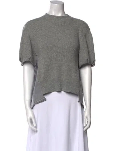 Pre-owned Sacai Wool Mock Neck Crop Top In Gray