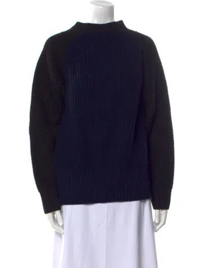 Pre-owned Sacai Wool Mock Neck Sweater In Blue