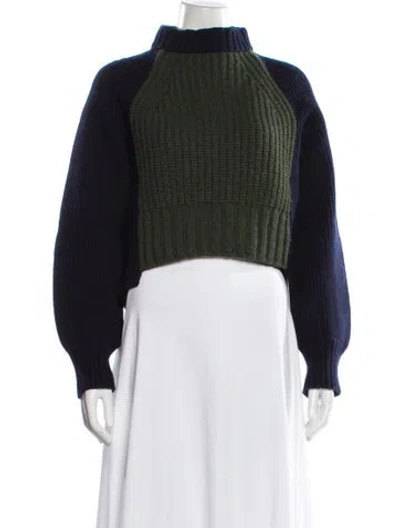 Pre-owned Sacai Wool Mock Neck Sweater In Blue
