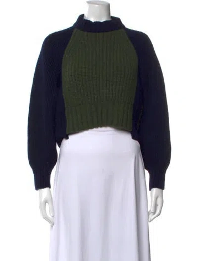 Pre-owned Sacai Wool Mock Neck Sweater In Blue