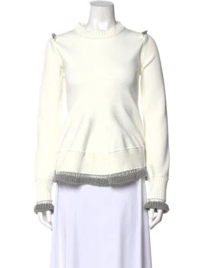 Pre-owned Sacai Wool Mock Neck Sweater In White