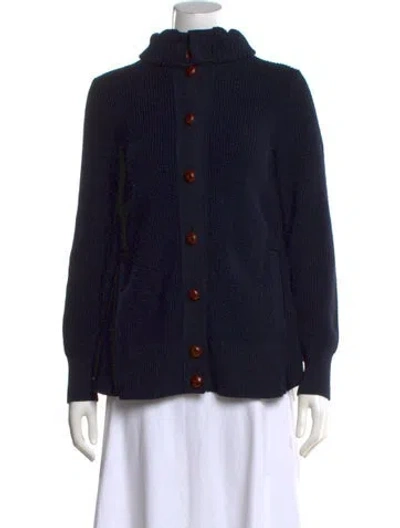 Pre-owned Sacai Wool Open Front Sweater In Black/blue