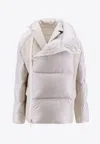 Sacai Padded Nylon Jacket With Wool Inserts In White
