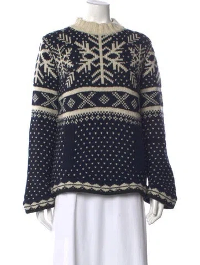 Pre-owned Sacai Wool Patterned Sweater In Blue