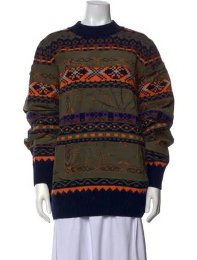 Pre-owned Sacai Wool Patterned Sweater In Blue