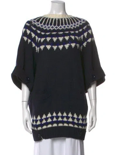 Pre-owned Sacai Wool Patterned Top In Black