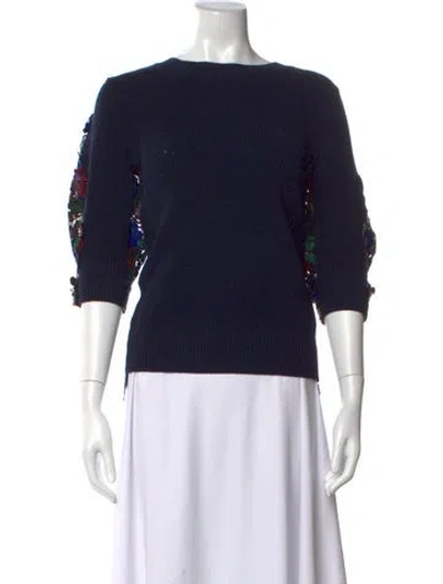 Pre-owned Sacai Wool Patterned Top In Blue