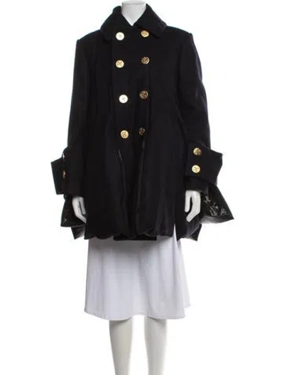 Pre-owned Sacai Wool Peacoat In Black
