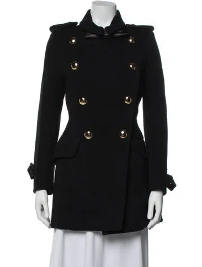 Pre-owned Sacai Wool Peacoat In Black