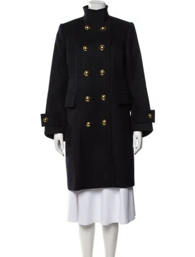 Pre-owned Sacai Wool Peacoat In Blue