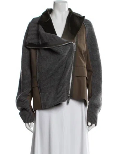 Pre-owned Sacai Wool Plaid Print Jacket In Gray