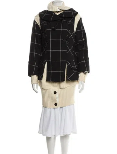 Pre-owned Sacai Wool Plaid Print Jacket W/ Tags In Black