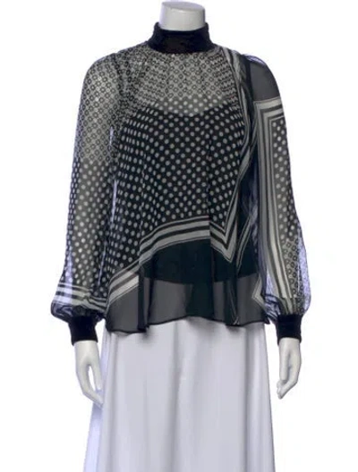 Pre-owned Sacai Wool Polka Dot Print Blouse In Black