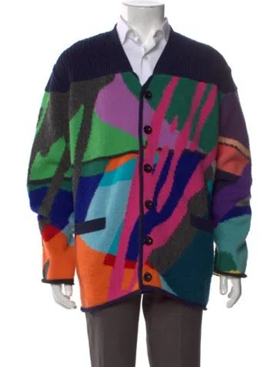 Pre-owned Sacai Wool Printed Cardigan In Multi