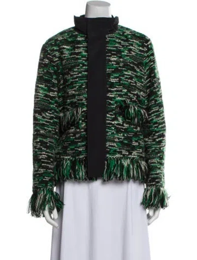 Pre-owned Sacai Wool Printed Evening Jacket In Green