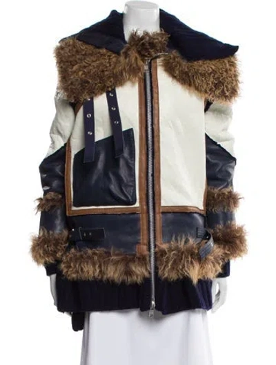 Pre-owned Sacai Wool Printed Jacket In Blue