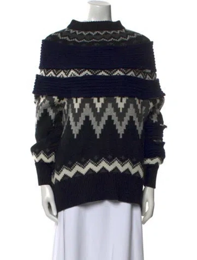 Pre-owned Sacai Wool Printed Sweater In Black
