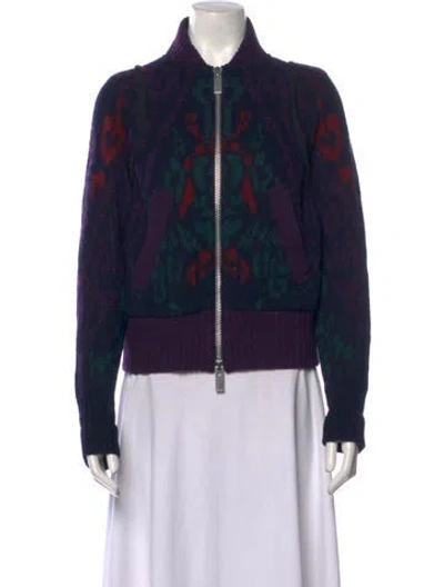 Pre-owned Sacai Wool Printed Sweater In Blue