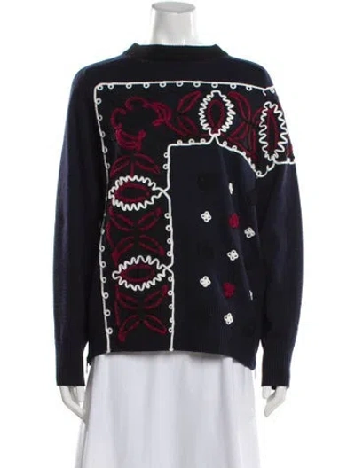 Pre-owned Sacai Wool Printed Sweater In Blue