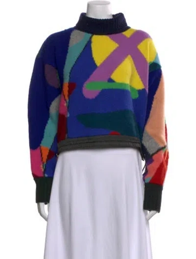 Pre-owned Sacai Wool Printed Sweater In Blue