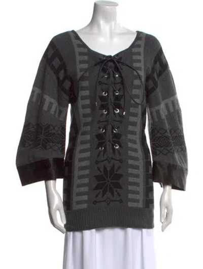 Pre-owned Sacai Wool Printed Sweater In Gray