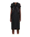 Sacai Black Wool Silk Suiting Midi Dress In Black