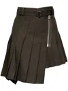 Sacai Pleated Pinstripe Wool Mini In 绿色