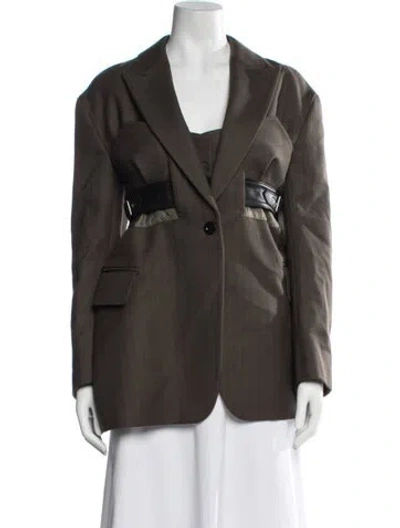 Pre-owned Sacai Wool Striped Coat In Green