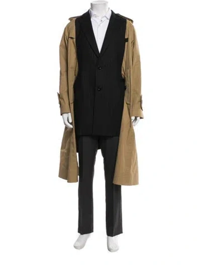 Pre-owned Sacai Wool Striped Overcoat In Neutral