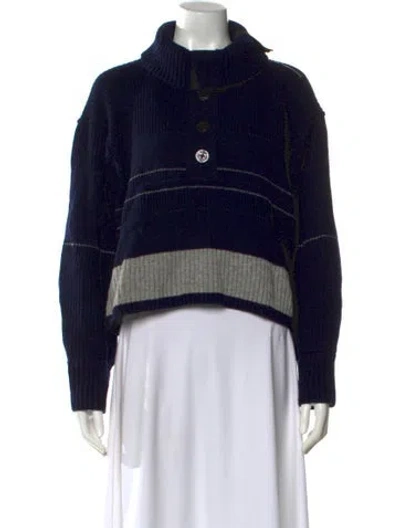 Pre-owned Sacai Wool Striped Sweater In Blue