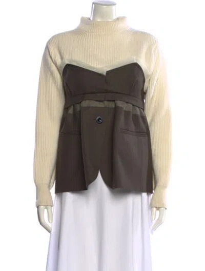 Pre-owned Sacai Wool Striped Sweater In Neutral