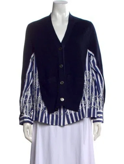 Pre-owned Sacai Wool Striped Top In Blue